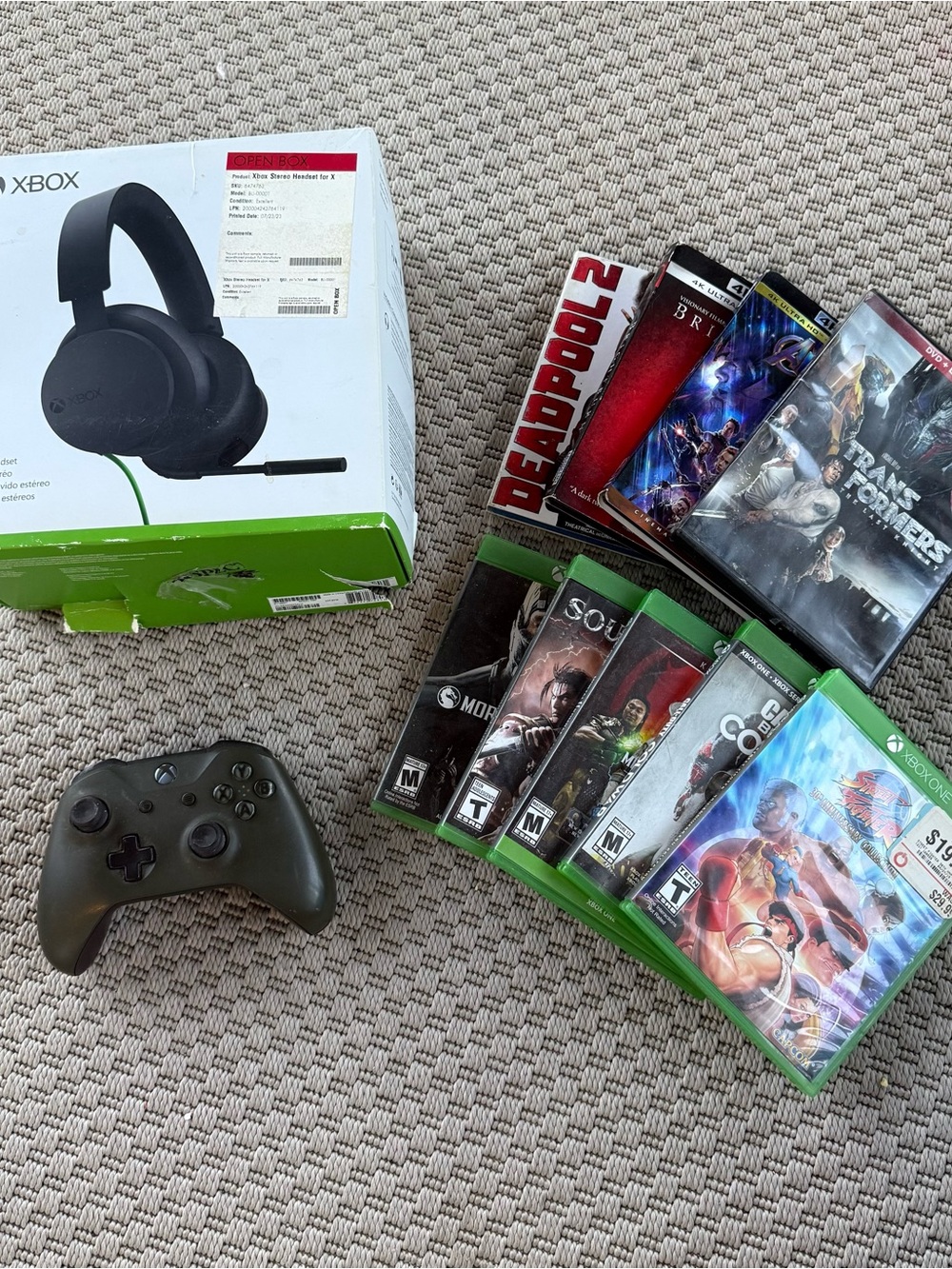Xbox bundle including headphones movies and games